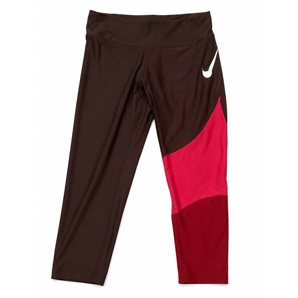 Nike Dri-FIT Women's XL Colorblock Cropped Leggings Black Pink Red Athletic